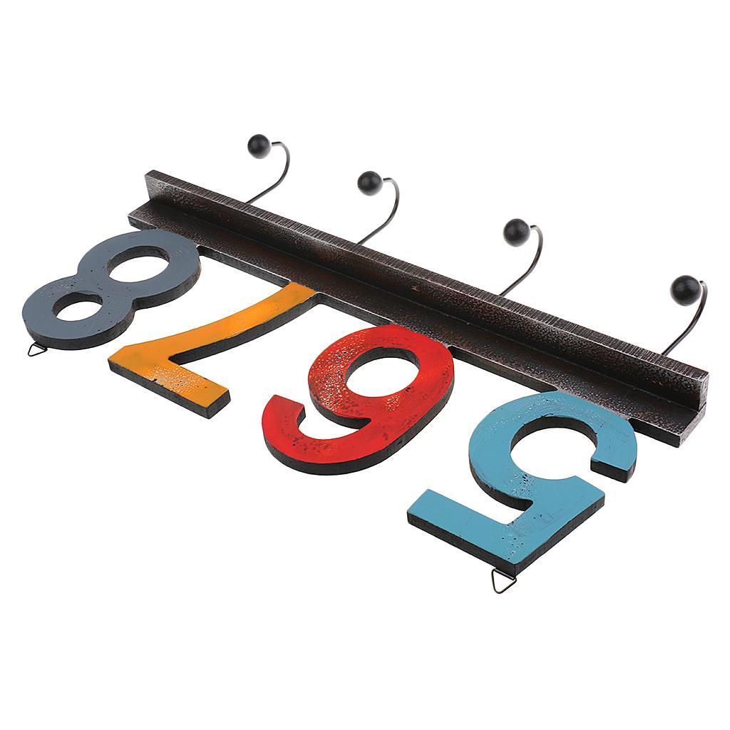 Wooden Number Wall Hooks Bathroom Door Hanger for Key Clothes Bag Home Decor
