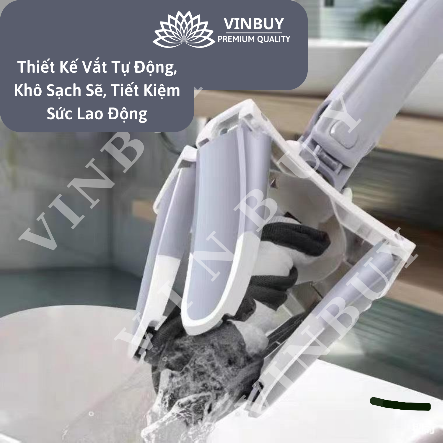 Cây lau nhà tự vắt chữ X thông minh đầu xoay 360*, có bông lau sợi Microfiber mềm mịn thấm hút VinBuy – Hàng chính hãng 