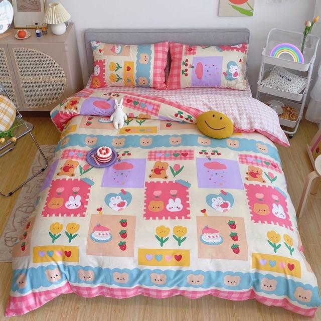Set Cotton Living Hàng Nhập Khẩu Cao Cấp 4 Món Cô Bé Mùa Hè