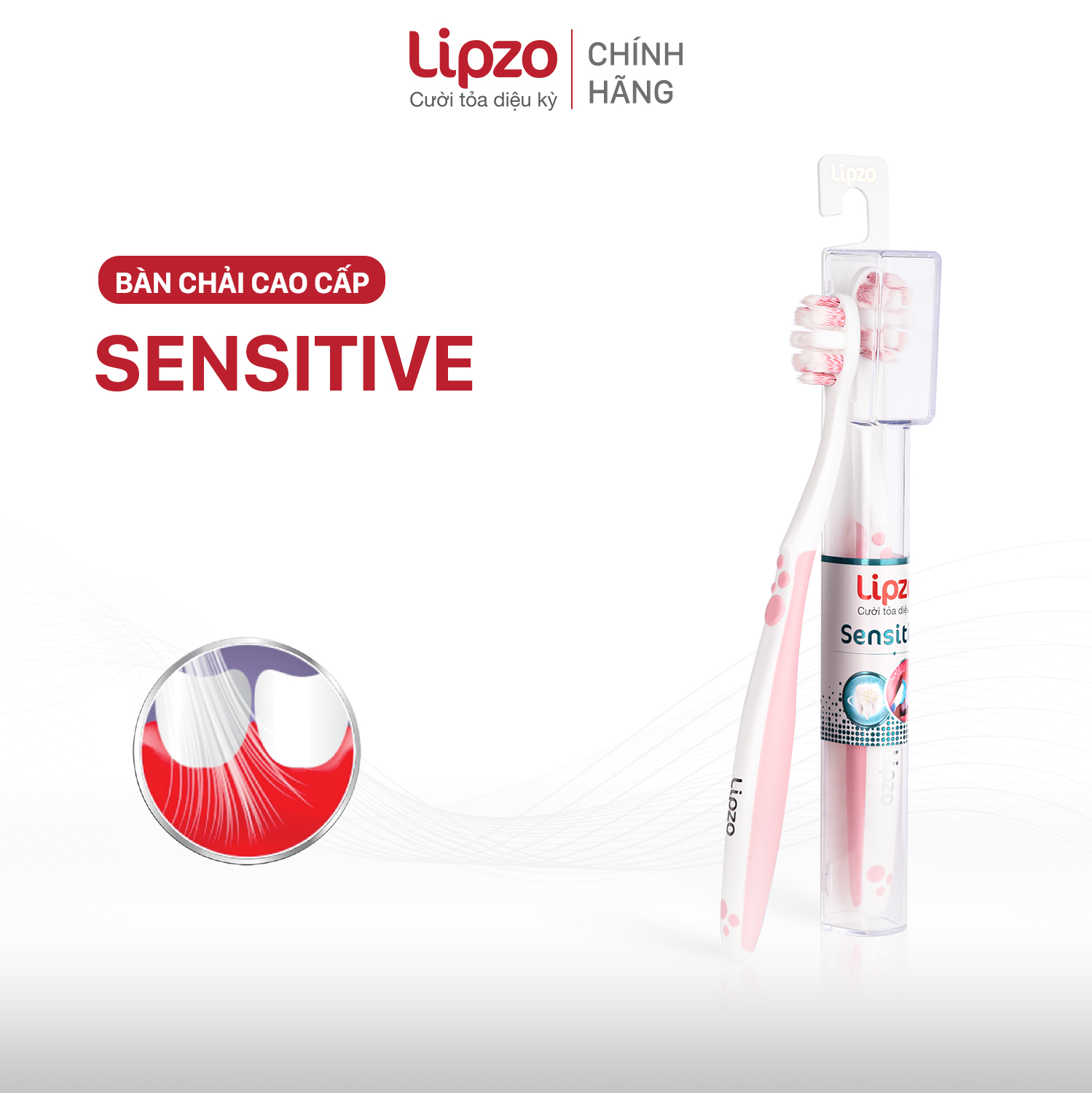Bàn Chải Đánh Răng Lipzo Sensitive Cao Cấp Công Nghệ Chỉ Tơ Nha Khoa Kháng Khuẩn Dành Cho Răng Nhạy Cảm