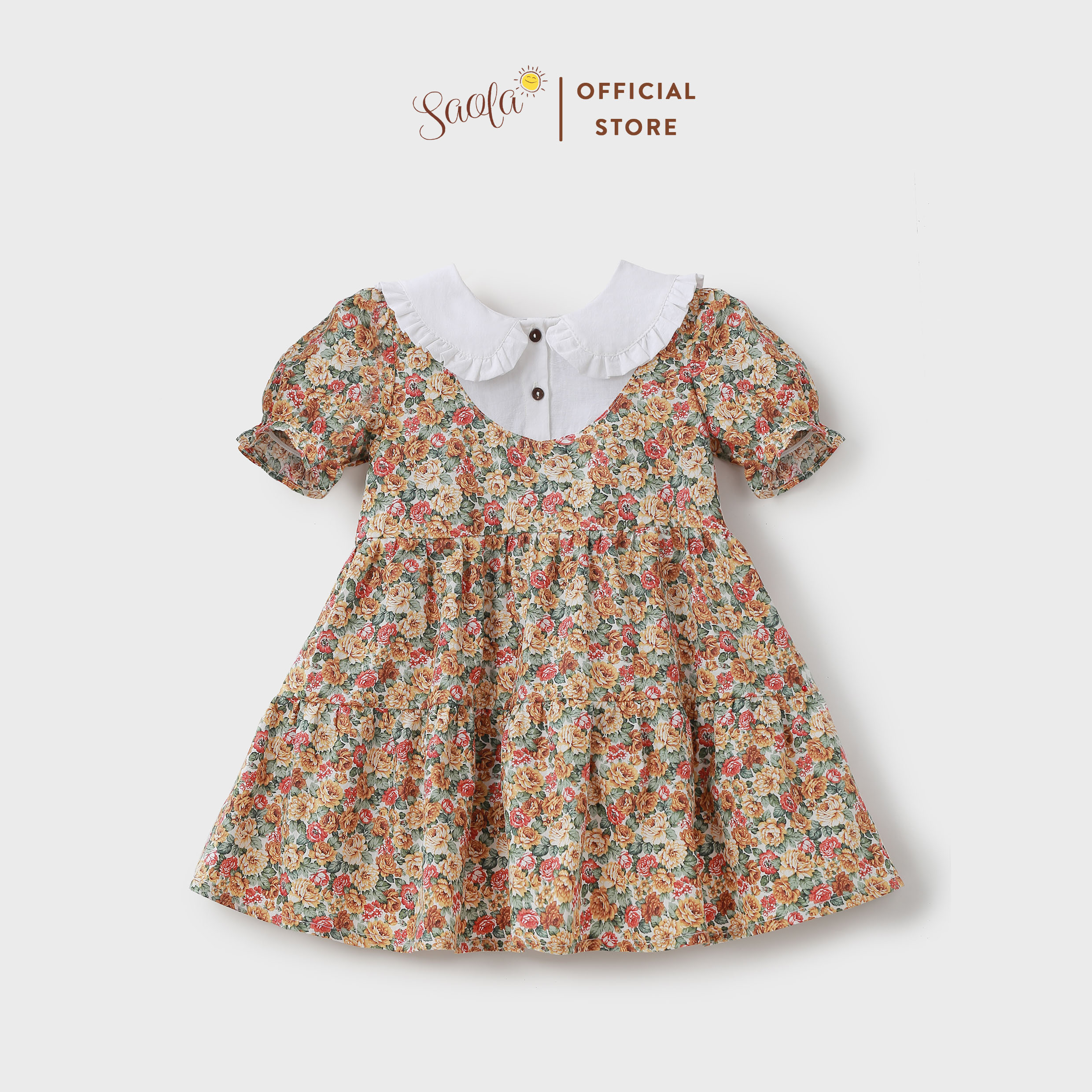 Đầm Hoa Nhí Vintage Cổ Lá Sen Tay Bồng Xinh Xắn Cho Bé - AMELIE DRESS - DRC032 - SAOLA KIDS CLOTHING