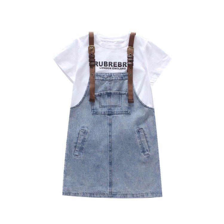 DONGSHOP 2023 Mùa xuân và mùa thu tây phiên bản Hàn Quốc của cô gái váy trẻ em denim dây đeo váy vest đầm bé