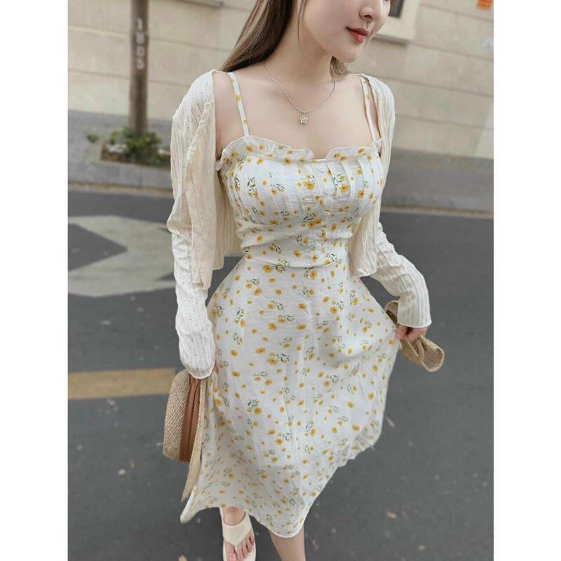 ĐẦM XỐP HOA KÈM ÁO KHOÁC