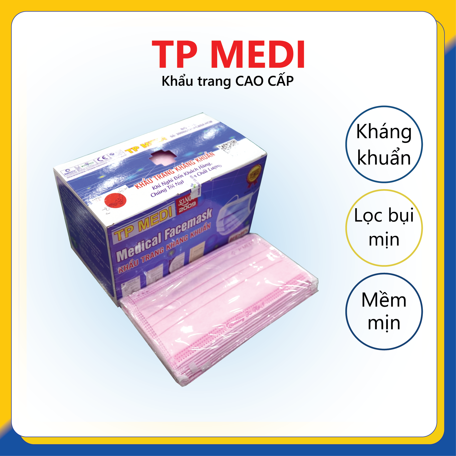 Khẩu Trang Y Tế Kháng Khuẩn TP MEDI - 4 LỚP- 50 Cái/Hộp