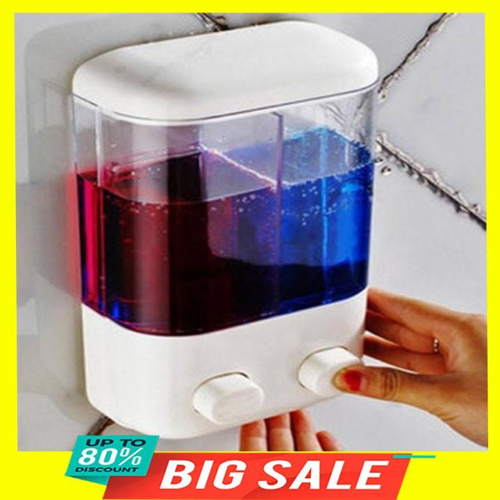 Hộp Nhả Dầu Gội, Dầu Xả, Nước Rửa Tay 2 Ngăn 500ml 22cmx14cmx8cm