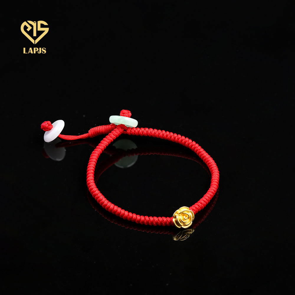 Vòng tay chỉ đỏ Hoa hồng Vàng 24k HBL-0120 | Trang sức PJS