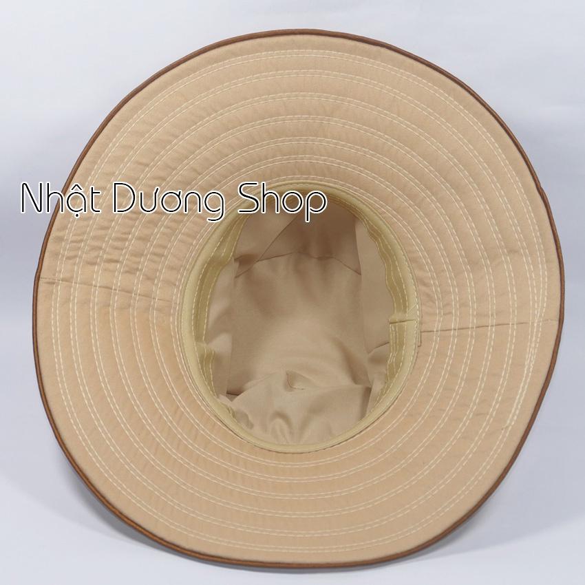 Nón Bo Vành rộng 11 cm, Nón tai bèo vành rộng gắn hoa, chất liệu vải cotton cao cấp