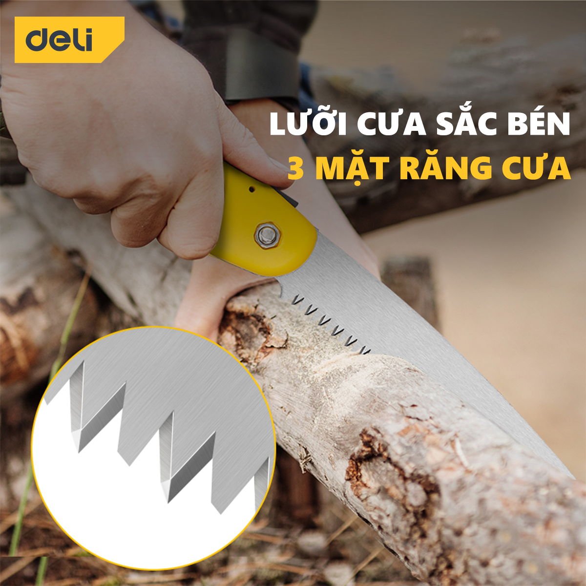 Cưa Cầm Tay Deli Cao Cấp - Có Thể Gấp Gọn Tiện Lợi, An Toàn - Chất Liệu Chống Mòn, Gỉ - DL6006