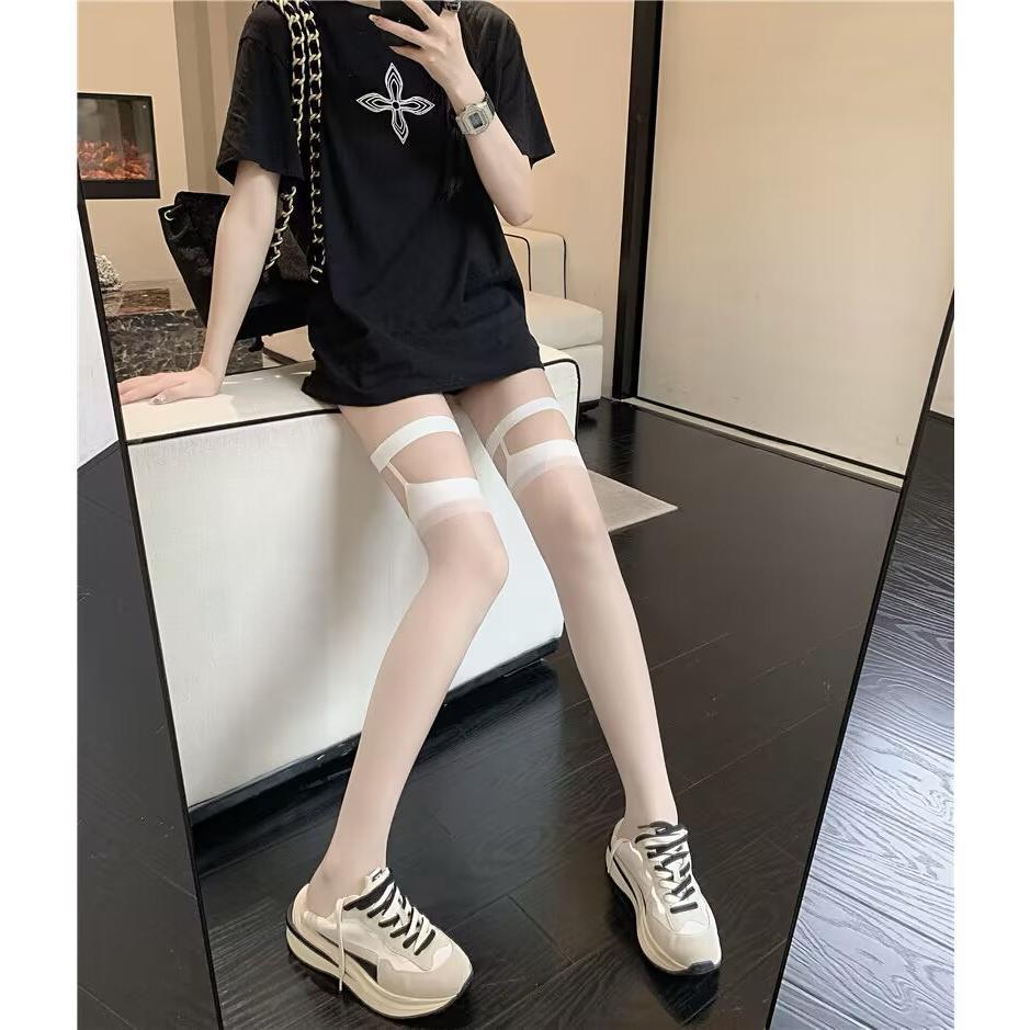 Tất đùi, vớ đùi mỏng LIỀN ĐAI CHỐNG TỤT,tất dài qua gối SiêuMỏng quyếnrũ cho Nữ Women đen Áo Bra