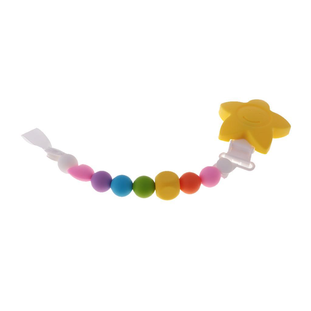 2 In 1 UUnisex Baby Pacifier Clip Food Grade Silicone Teether Beads BPA Free Chain for Drooling and Teething Baby