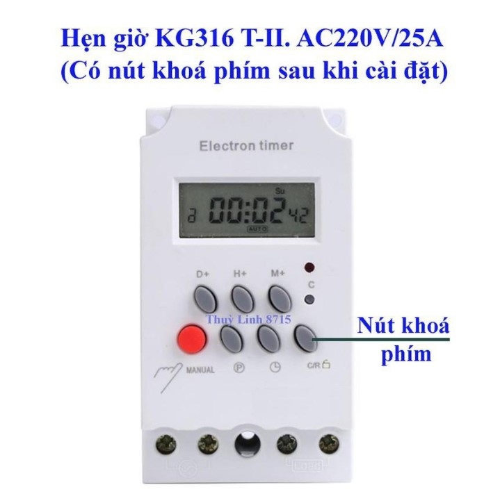Bộ công tắc,Timer hẹn giờ bật tắt thiết bị điện KG316 T-II 25A/220V 16 chương trình