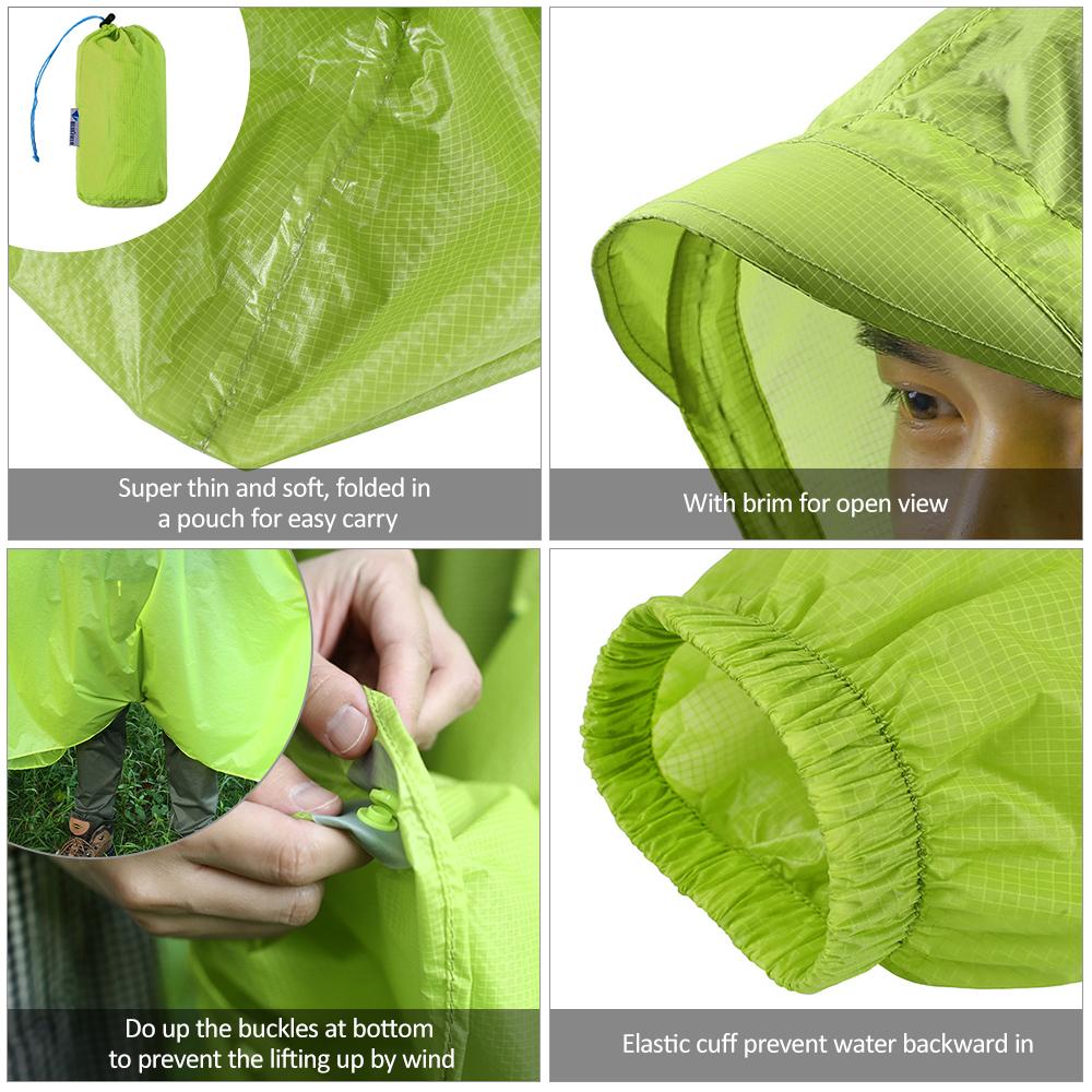 Áo mưa Nylon với Đường khâu kép và phủ silicone để chống nước hoàn hảo, mềm mại, có mũ trùm đầu