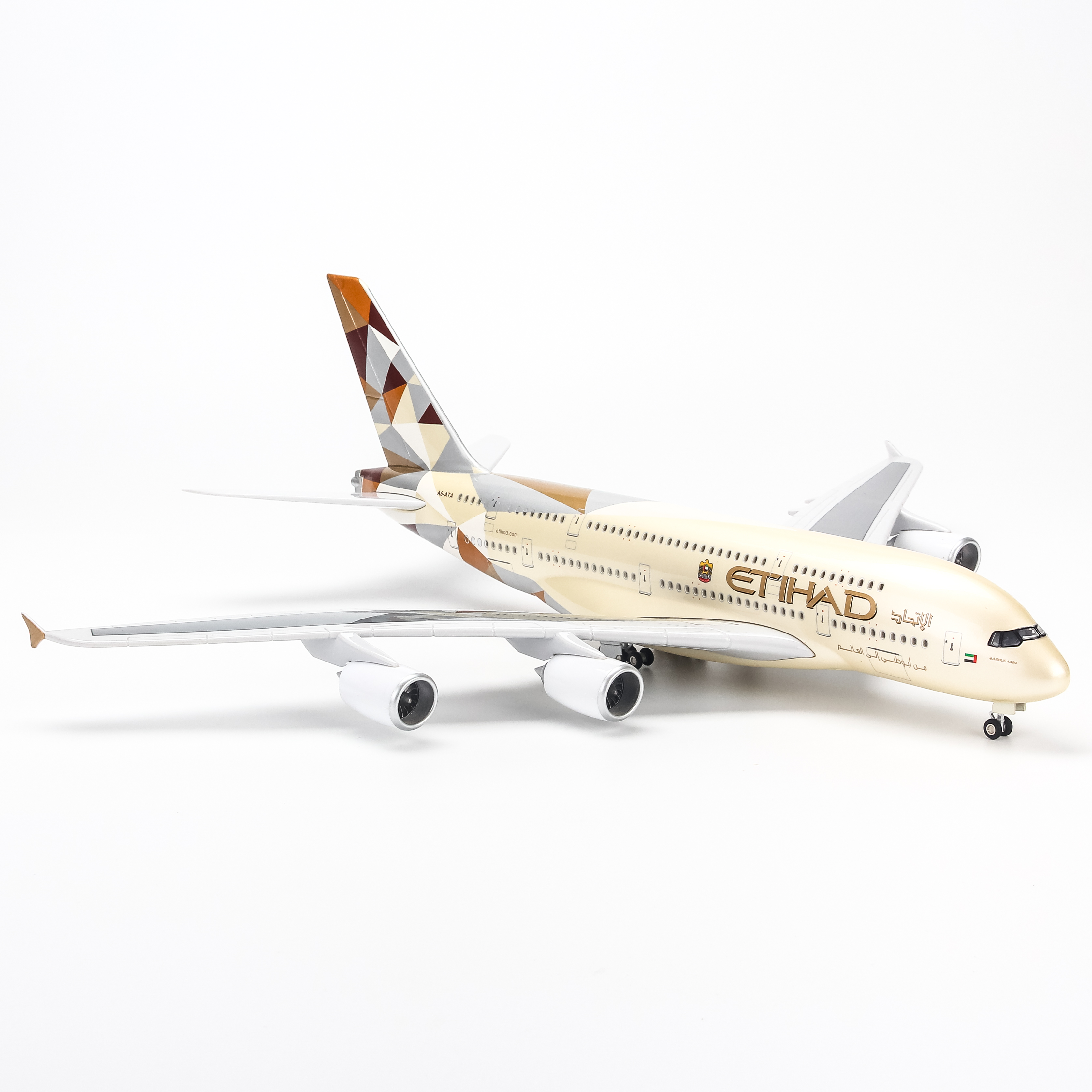 Mô hình máy bay Etihad Airways Airbus A380 lắp ráp có đèn 47cm MBMH46