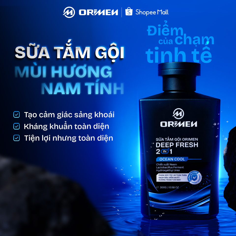 Sữa tắm gội toàn thân dành cho nam giới 2in1 Orimen lưu hương quyến rũ mạnh mẽ 300g