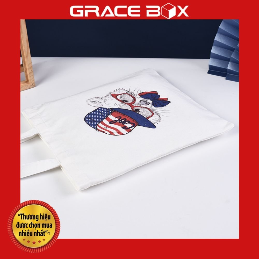 Túi Vải Canvas - Túi Vải Bố Chú Chó Cool Phong Cách Hàn Quốc - Siêu Thị Bao Bì Grace Box