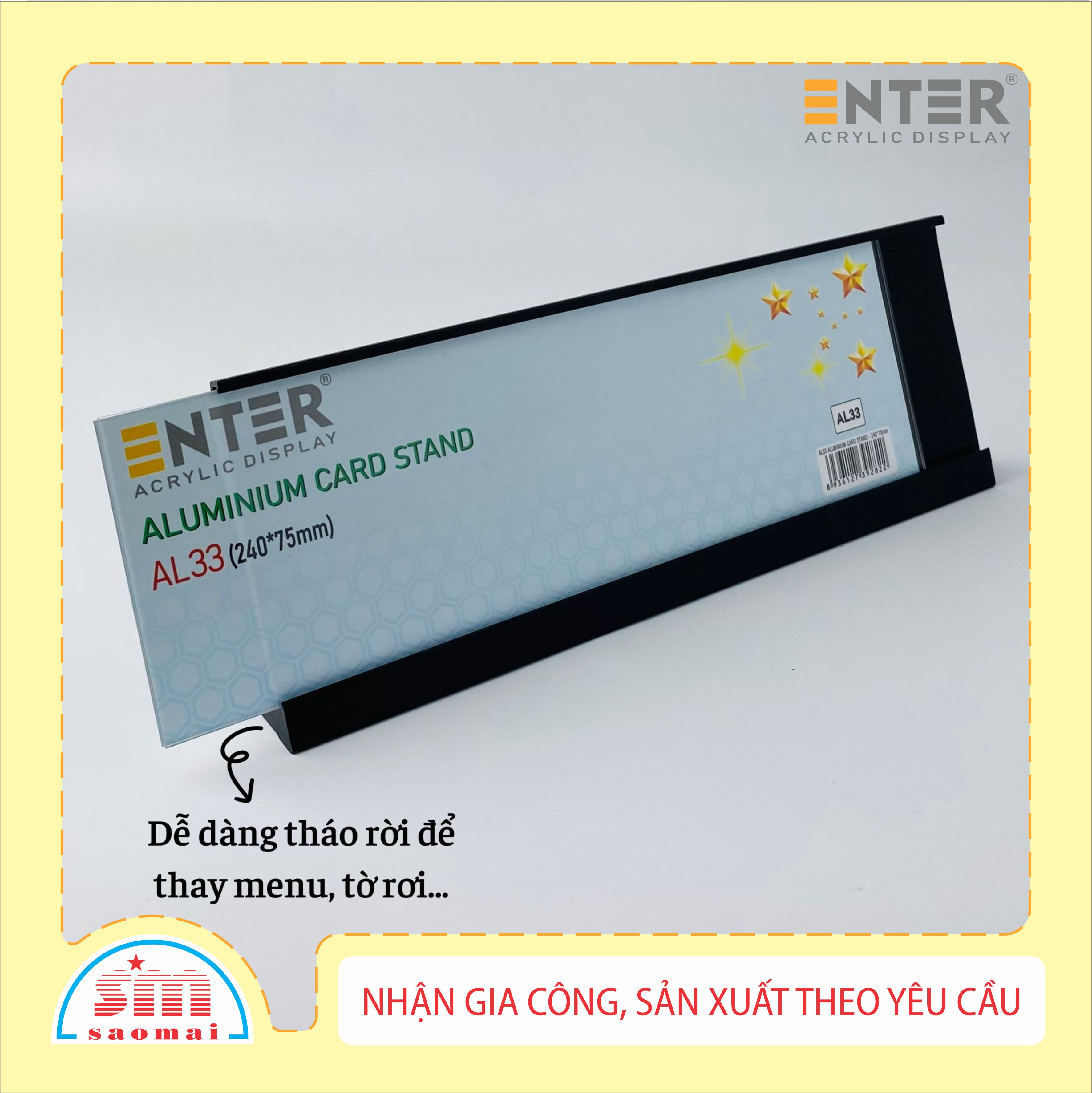 Bảng thông tin để bàn nhôm Enter AL33 240x75mm