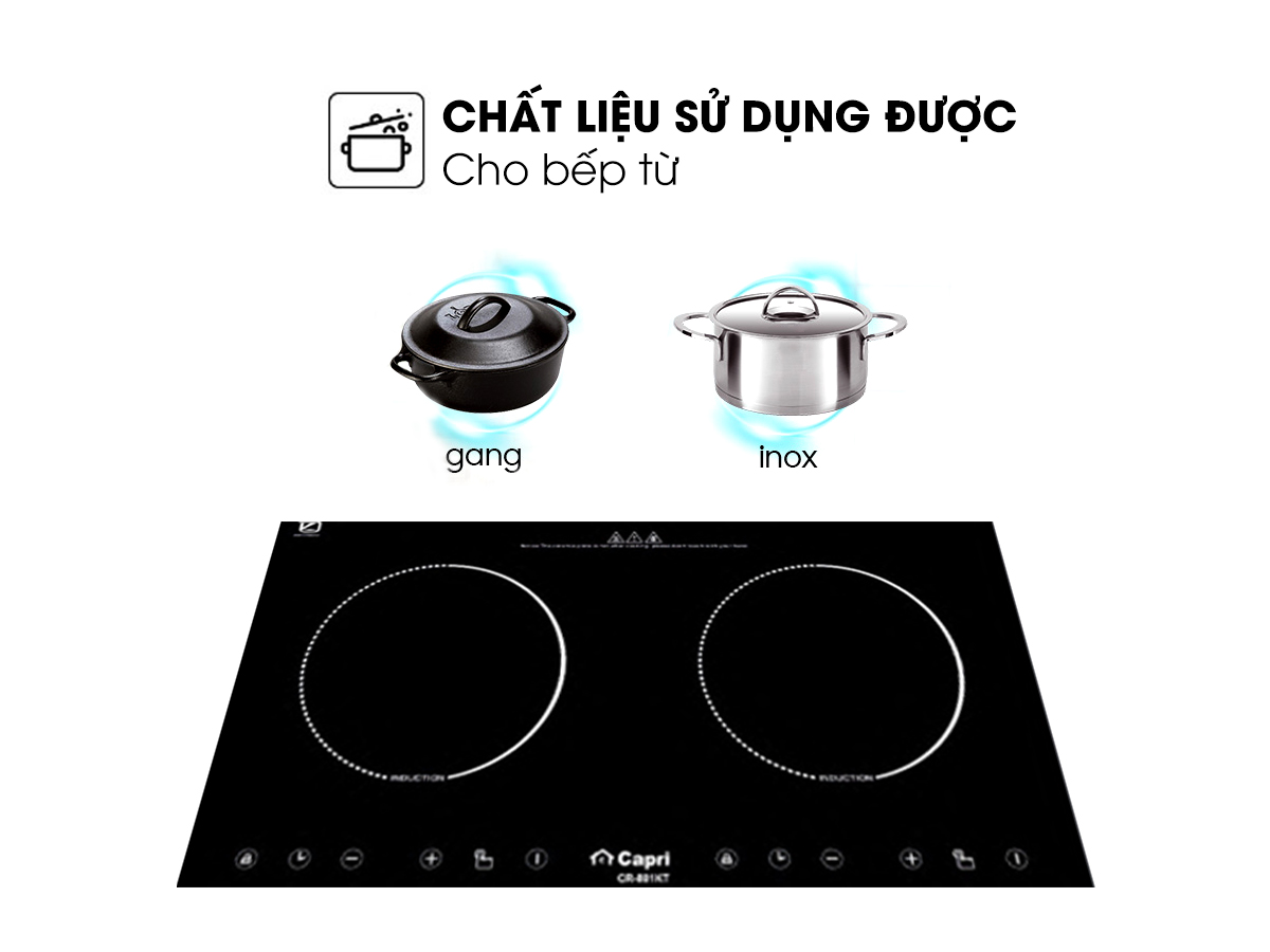 Bếp Điện Từ Đôi Capri CR-801KT - Hàng Nhập Khẩu, Thiết Kế Sang Trọng, Chất Liệu Cao Cấp, Tiết Kiệm Tối Ưu