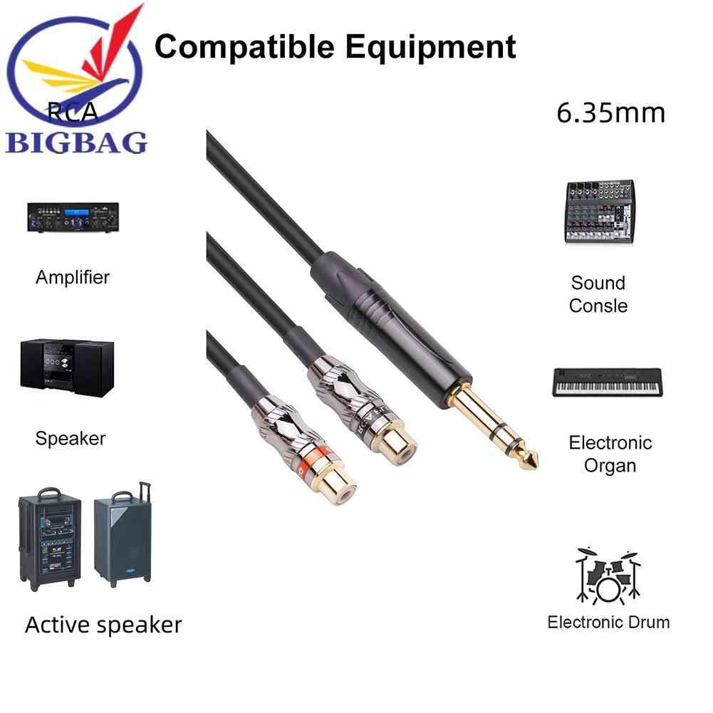 Cáp Chia Audio 6.35mm ĐầU CắM Sang Lỗ CắM 2RCA Mạ VàNg 24k