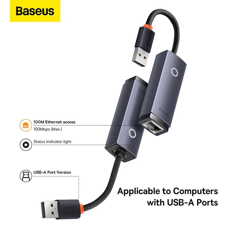 Đầu chuyển cổng USB-A/Type - C sang RJ45 LAN Port Baseus Lite Series Ethernet Adapter (Hàng chính hãng)