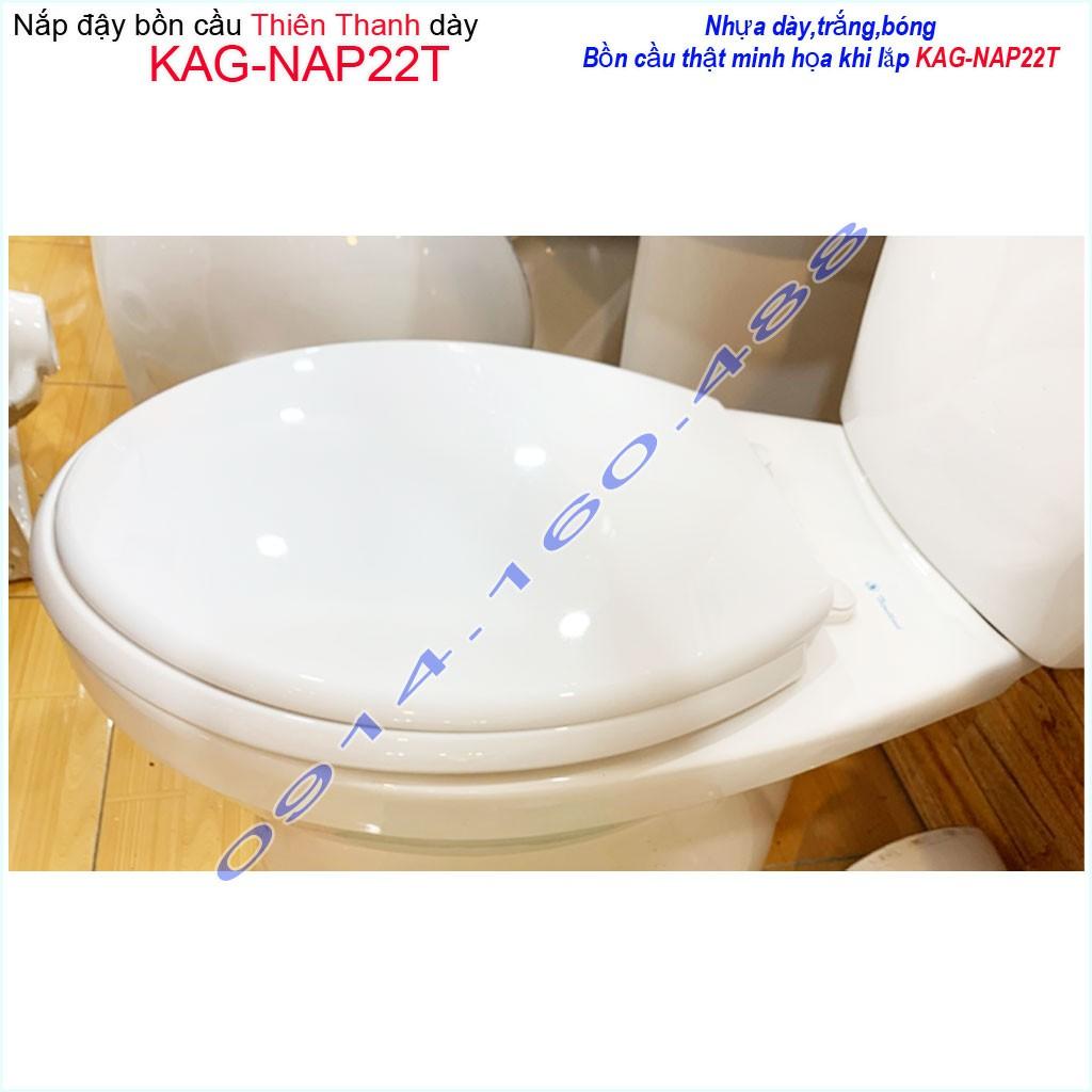 Nắp đậy cho bồn cầu Thiên Thanh KAG-NAP22T, Nắp cầu 2 khối nhựa trắng bóng