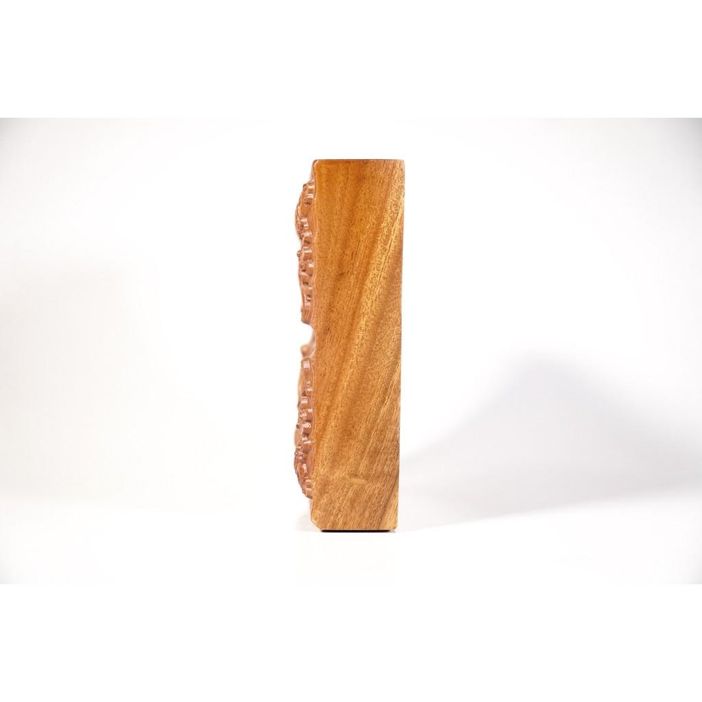 Gạt tàn thuốc lá gỗ hương VUÔNG biểu tượng tài lộc bình an may mắn sắc nét nguyên khối - 12x12x3cm
