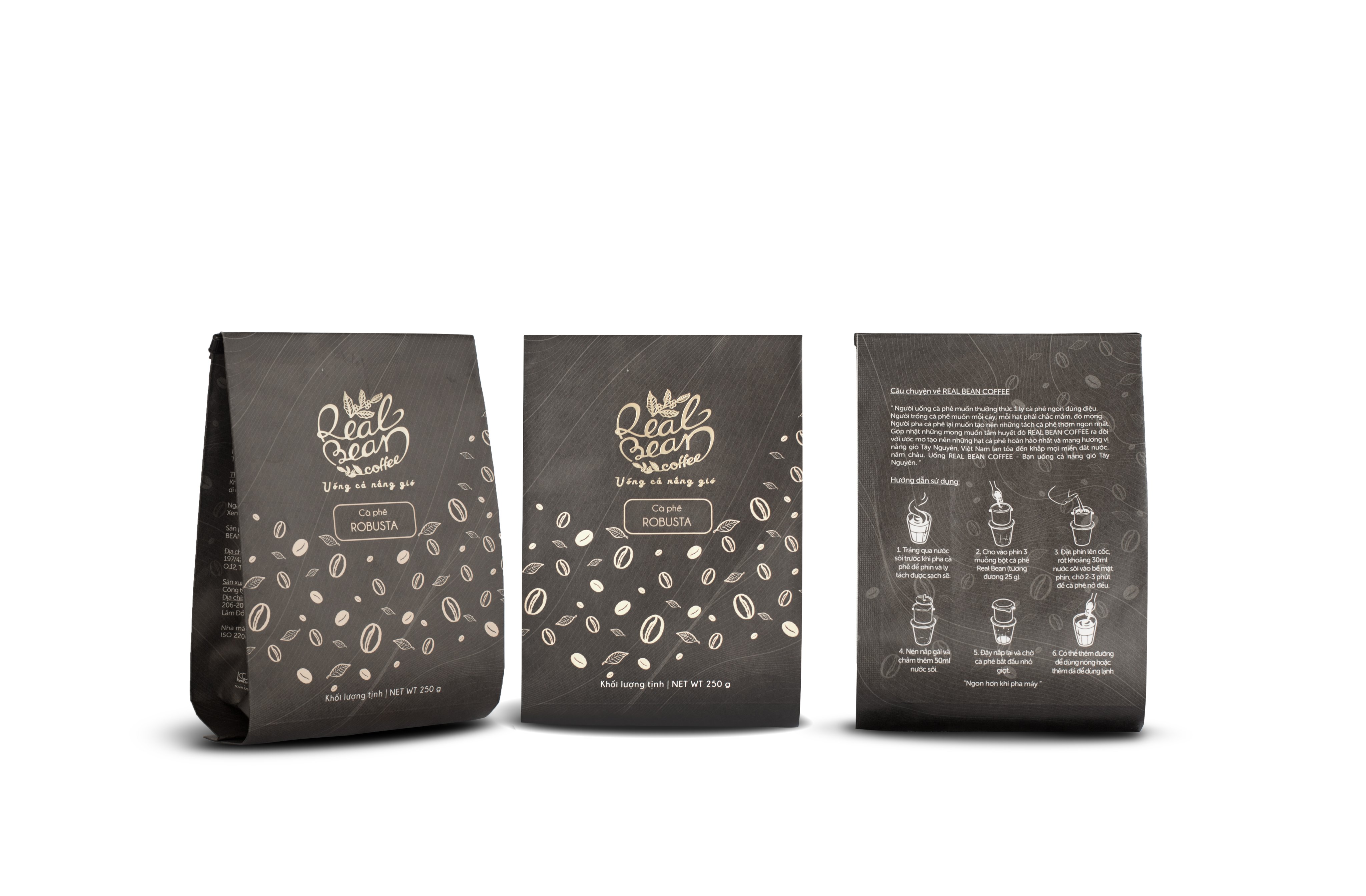 Cà Phê Robusta Rang Xay Nguyên Chất 100% Real Bean Coffee (250g)