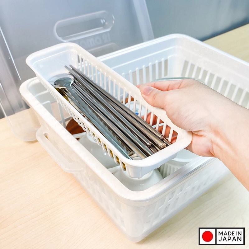 Combo khay bảo quản bát, đĩa có nắp đậy an toàn Inomata - Hàng nội địa Nhật Bản (#Made in Japan)