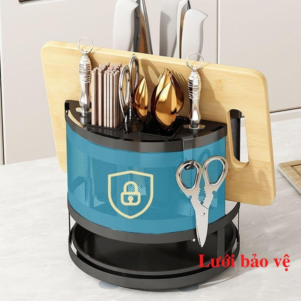 Kệ cài dao thớt đa năng xoay 360 độ để bàn giá cắm dao kéo ống đũa đa năng thông minh để bàn nhà bếp 2750 EDHOME