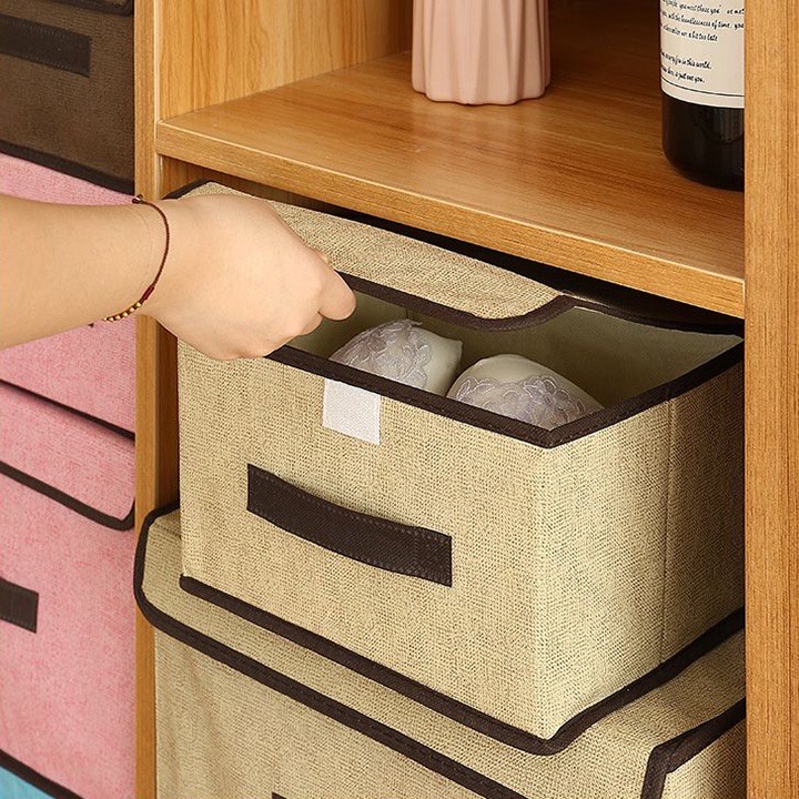 Combo 2 hộp vải đựng quần áo, giỏ vải đựng đồ tiện loại, hộp bằng vải đựng đồ lót