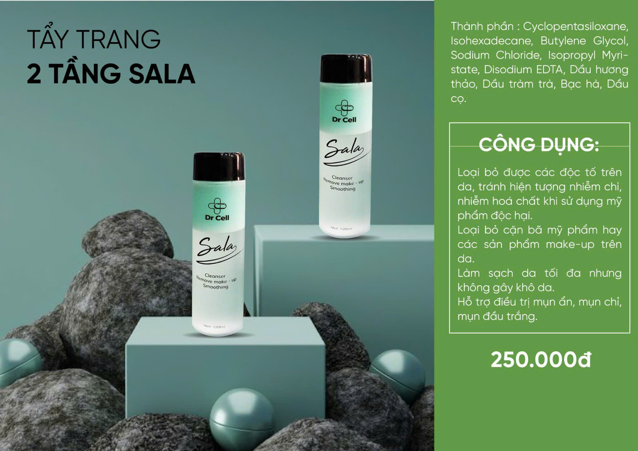 Tẩy Trang 2 Tầng SALA Dr Cell 120ml - Hàng Chính Hãng