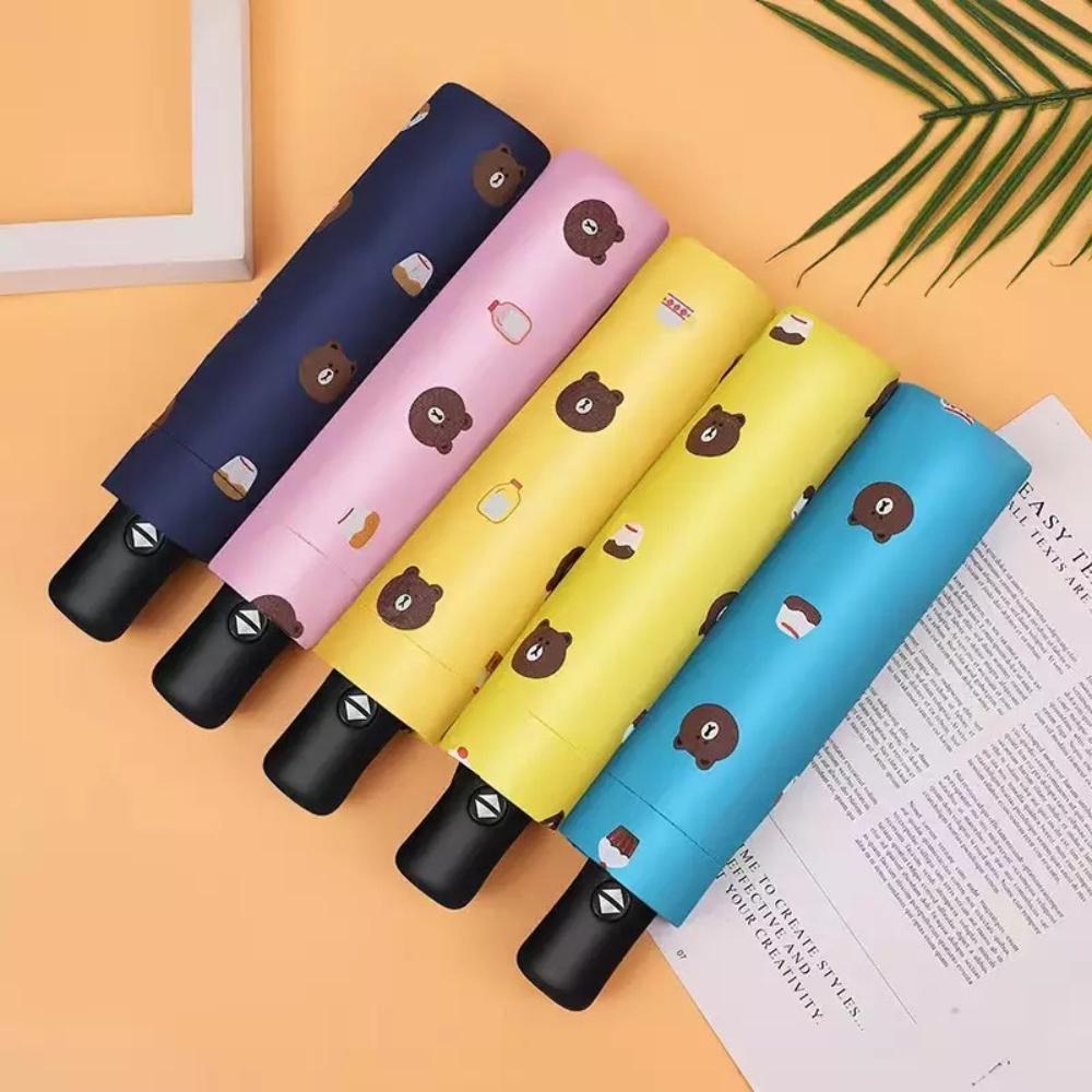 Ô đi mưa gấp gọn chống nắng và UV nhỏ gọn Dù gấp gọn cho nam nữ và trẻ em cầm tay đi nắng che mưa Hình gấu hình hoa