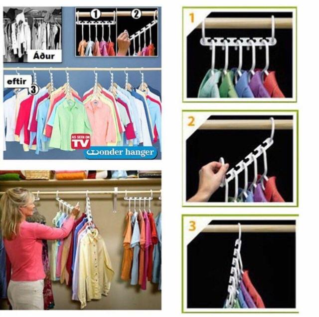 Bộ 8 móc treo quần áo thông minh siêu tiện dụng