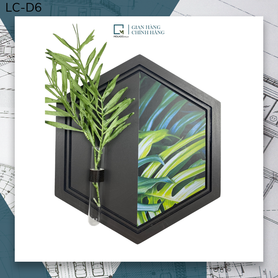 Bộ đồ trang trí gỗ treo tường lục giác màu đen decor treo tường decor phòng MOLAGO - LC