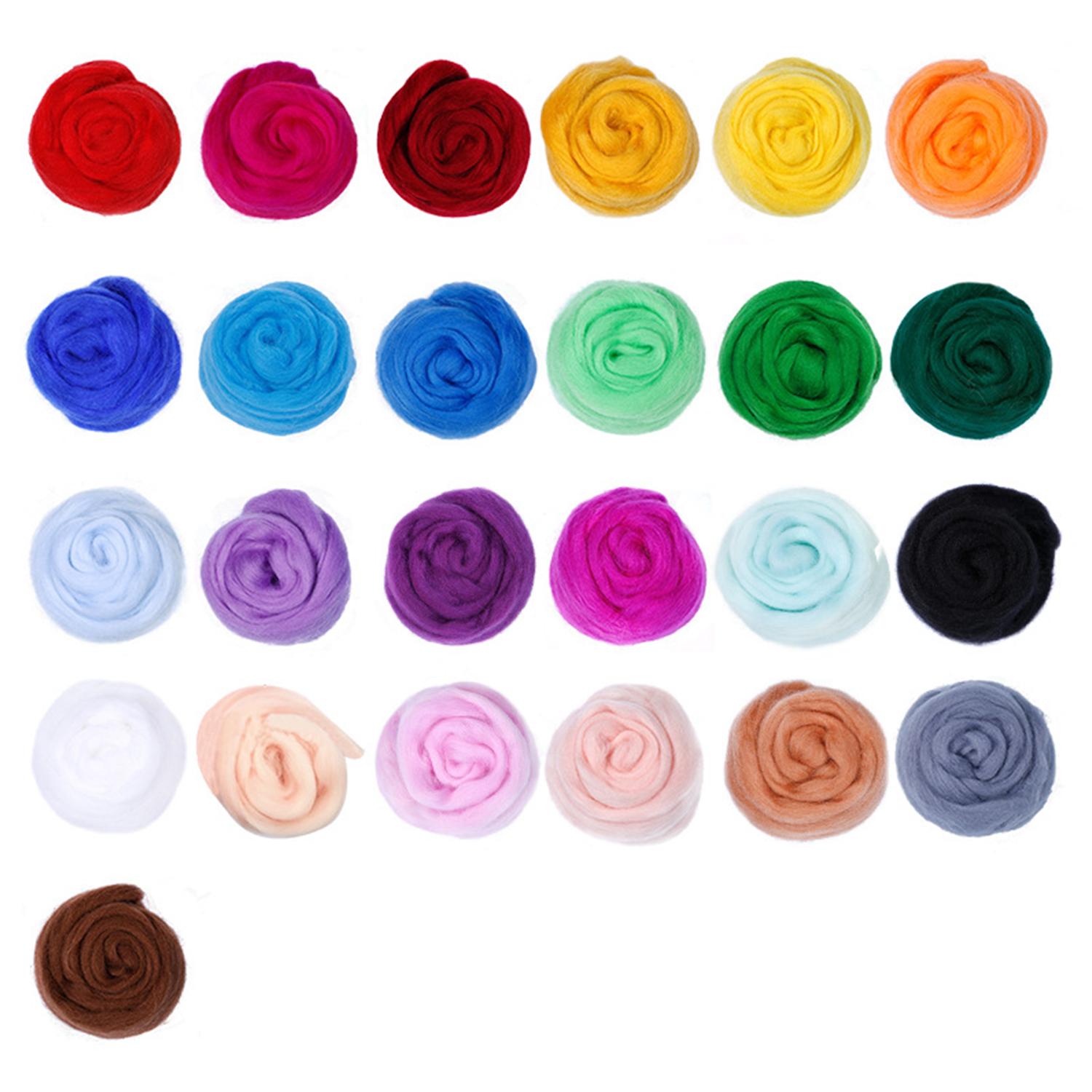 Bộ đan móc len và kim dụng cụ tự làm cho người mới bắt đầu Kit Wool Roving 25 Colors