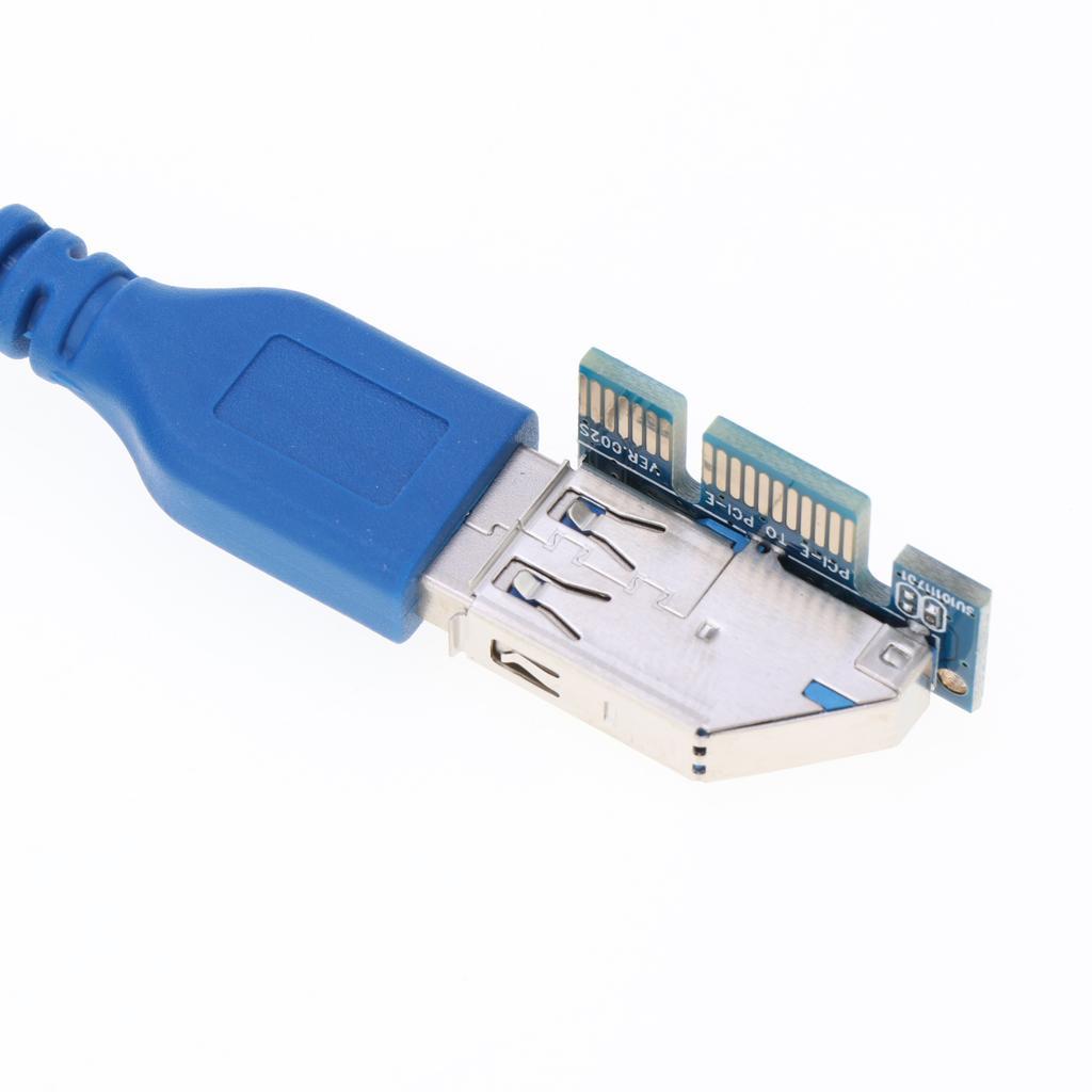 Pcie Express PCI-E 1X to 1X Extender Riser Card Adapter USB 3.0 Cable 0.6M