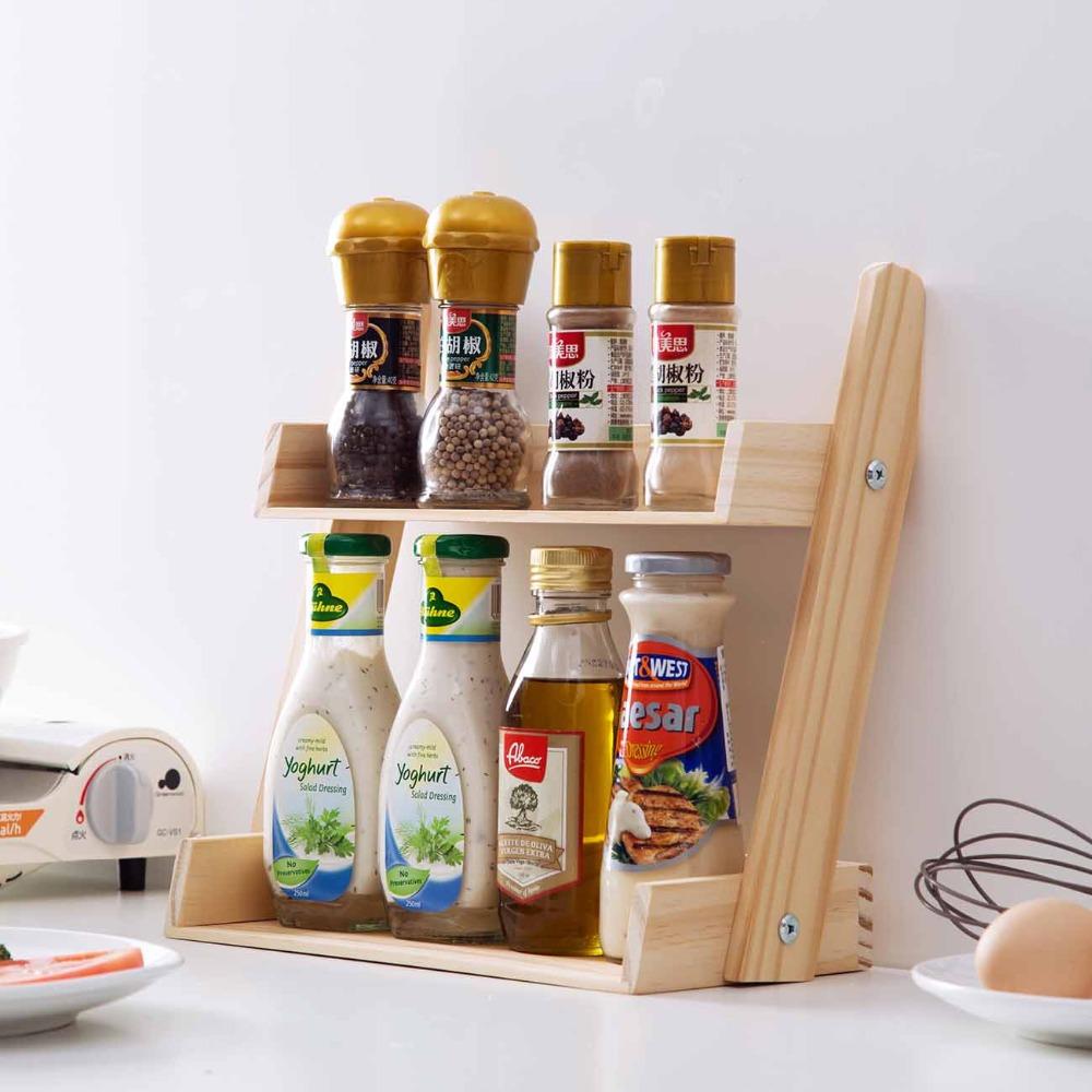 Máy Tính Để Bàn Gỗ Kệ Giá Treo Đồ Nhà Bếp Nhà Tổ Chức Nhà Bếp Xả Kho Giá Để Gia Vị Nêm Gia Vị Lọ Chai Đựng Phụ Kiện Nhà Bếp