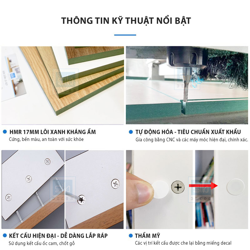 Bàn Học, Làm Việc Với Thiết Kế Đơn Giản Kèm Kệ Sách Nhiều Ngăn SIB Decor Phù Hợp Cho Học Sinh, Sinh Viên, Văn Phòng