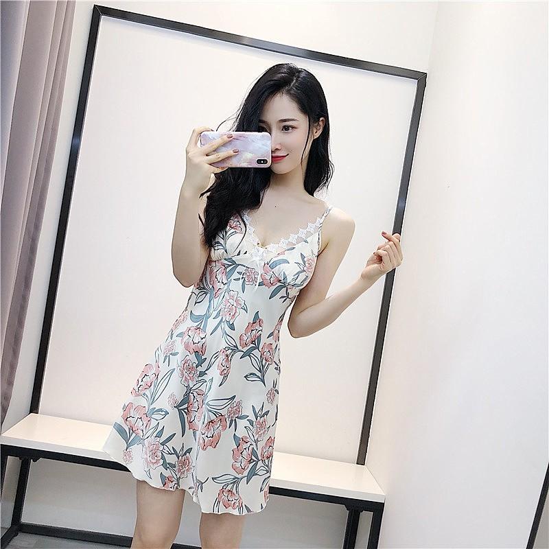 Bộ Đồ Ngủ NữSALE SẬP XÀNVáy ngủ hoa 2 dây phối ren Y146