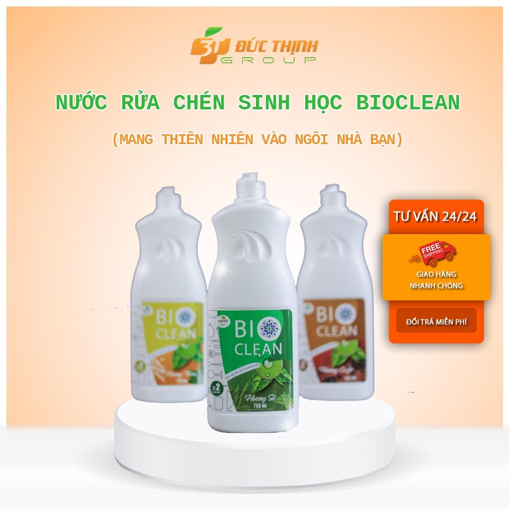 Nước rửa chén sinh học thảo dược dành cho da nhạy cảm, viêm da cơ địa BioClean X2, hương sả, hương tràm, hương cafe chai 750ml