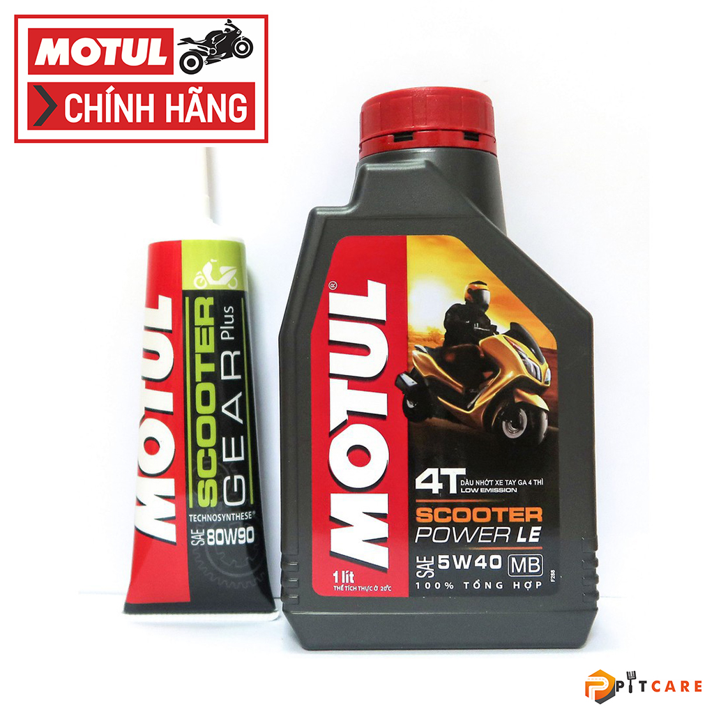 Combo Nhớt Xe Tay Ga và Nhớt Hộp Số Motul Scooter Power LE 5W40 Có Chiết Lẻ Và Motul Scooter Gear Oil 120ml