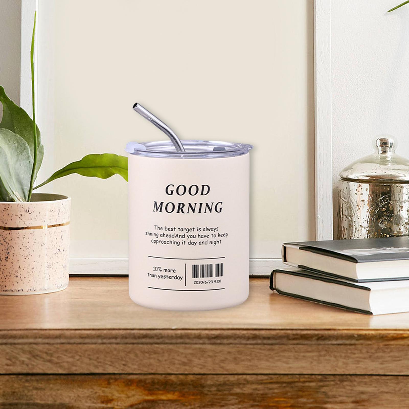 Portable Insulated Coffee Mug with Straw for Hot and Cold Drinks 350ml