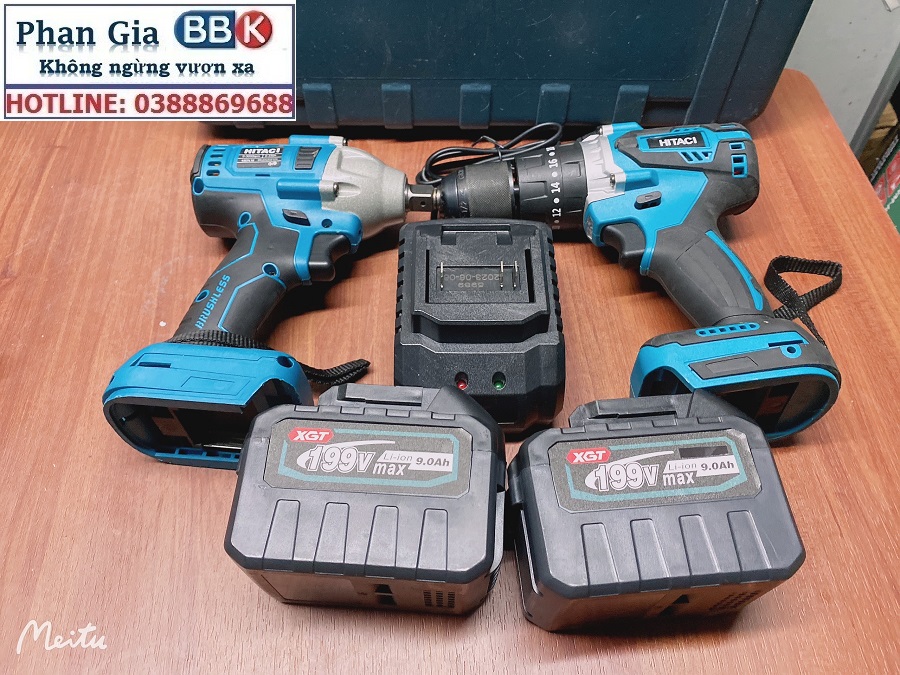Bộ Combo 2 Máy Gồm Máy Khoan Pin Và Máy Siết Bulong 199V 2 Pin 15 Cell - Bảo Hành 12 Tháng