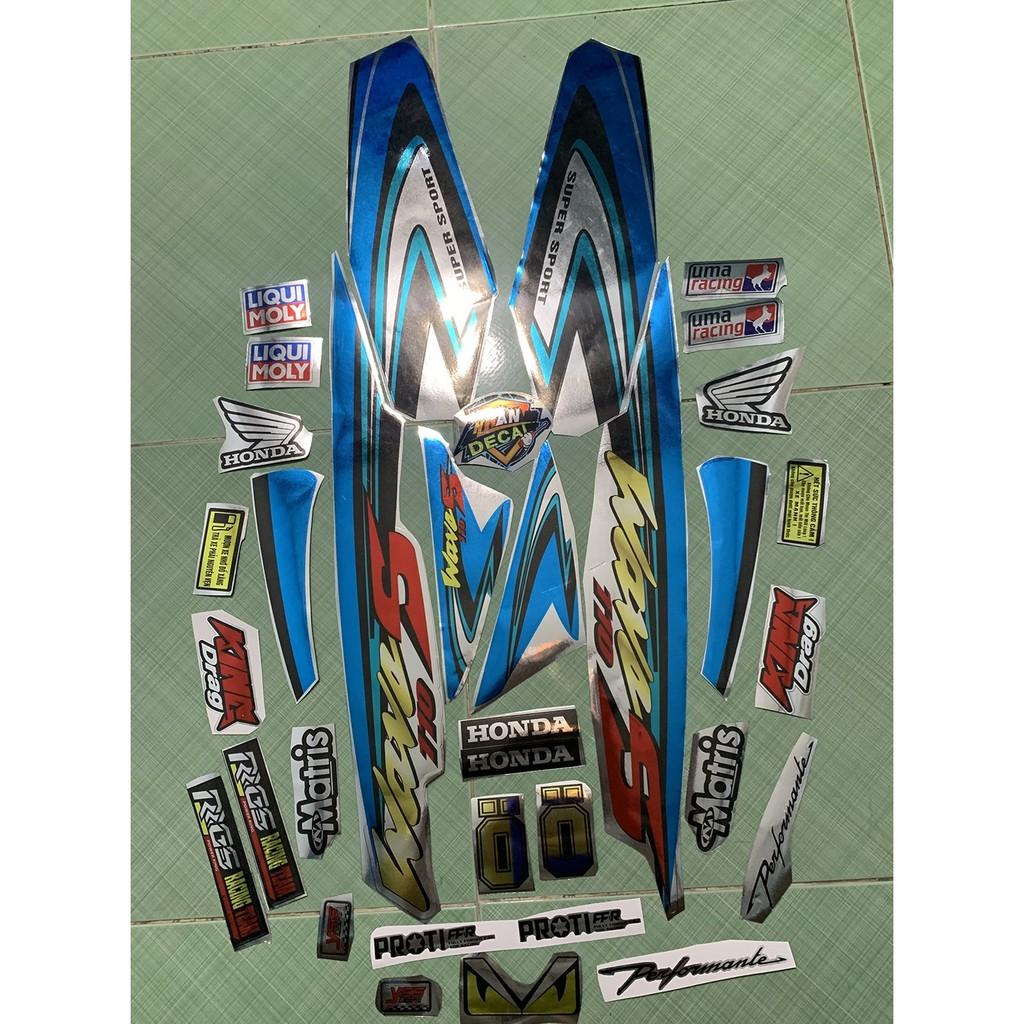 Tem wave 110 xanh đen crom