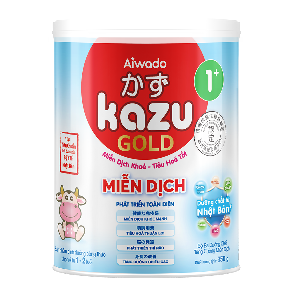 [Tinh tuý dưỡng chất Nhật Bản]  Sữa bột KAZU MIỄN DỊCH GOLD 350g 1+ (từ 12 tháng đến 24 tháng)