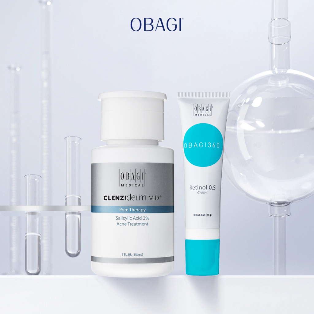 Combo Sản phẩm hỗ trợ giảm mụn, thâm nám Obagi Clenziderm Pore 2% BHA 148ml + Obagi Retinol 0.5 (28g)(Hàng xách tay)