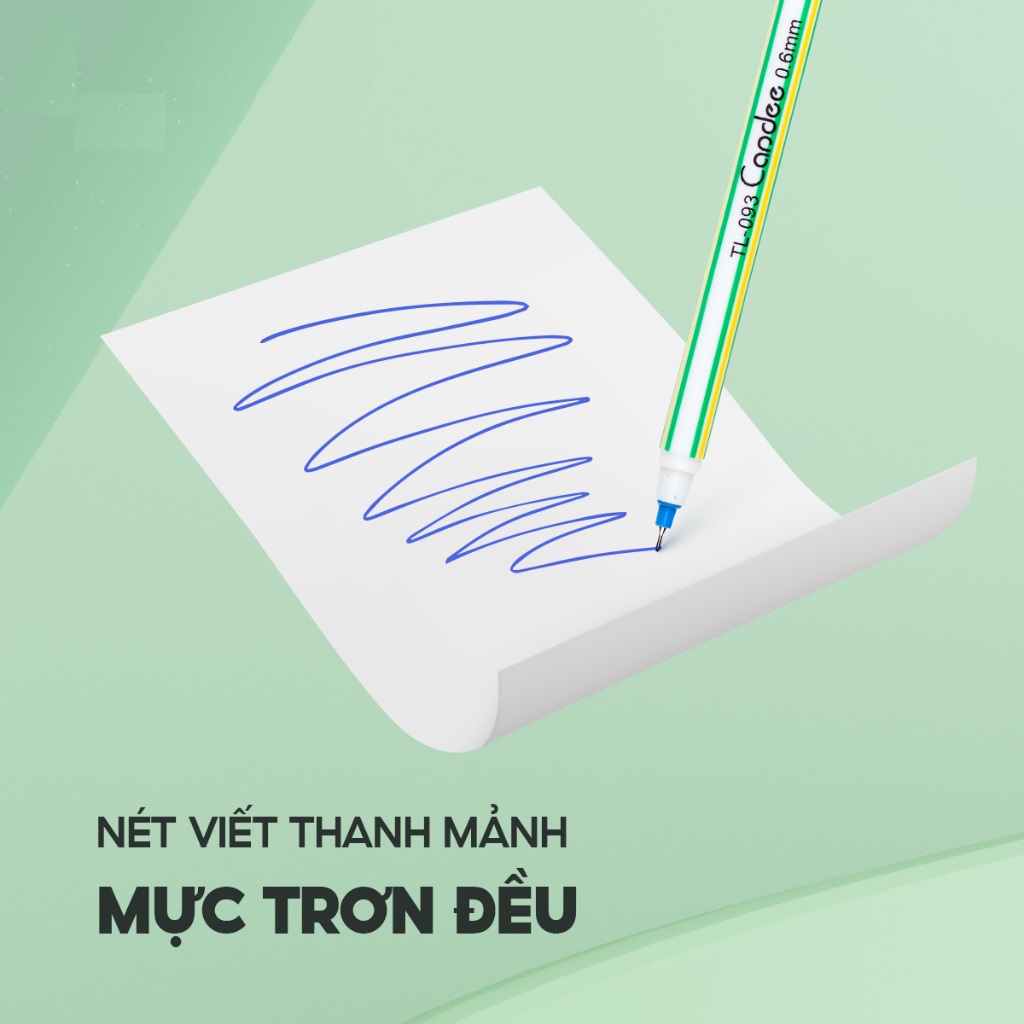 Combo 5 Bút bi Thiên Long TL-093 ngòi 0.6mm - Thiết kế nắp đậy, trọng lượng nhẹ ít gây mỏi tay