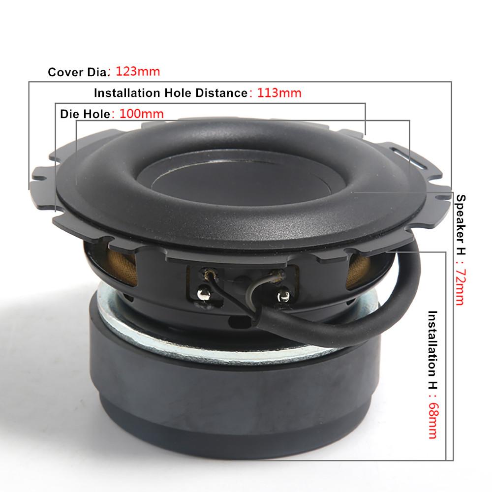 Loa cao su cỡ trung trầm lớn 4,5 inch Loa lưu vực nhôm tổng hợp 4ohm 50W Rạp hát tại nhà tự làm toàn dải không thể đánh bại Màu sắc: Đen