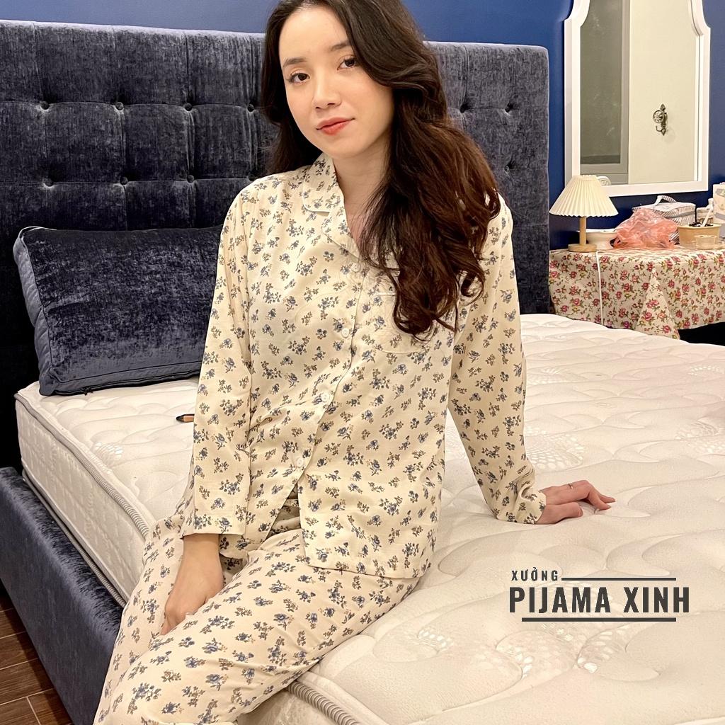 BỘ PIJAMA NỮ MẶC NHÀ DÀI TAY - Chất Lụa Đũi Mềm Thoáng Mát Nhiều Họa Tiết Bộ Quần Áo Dài