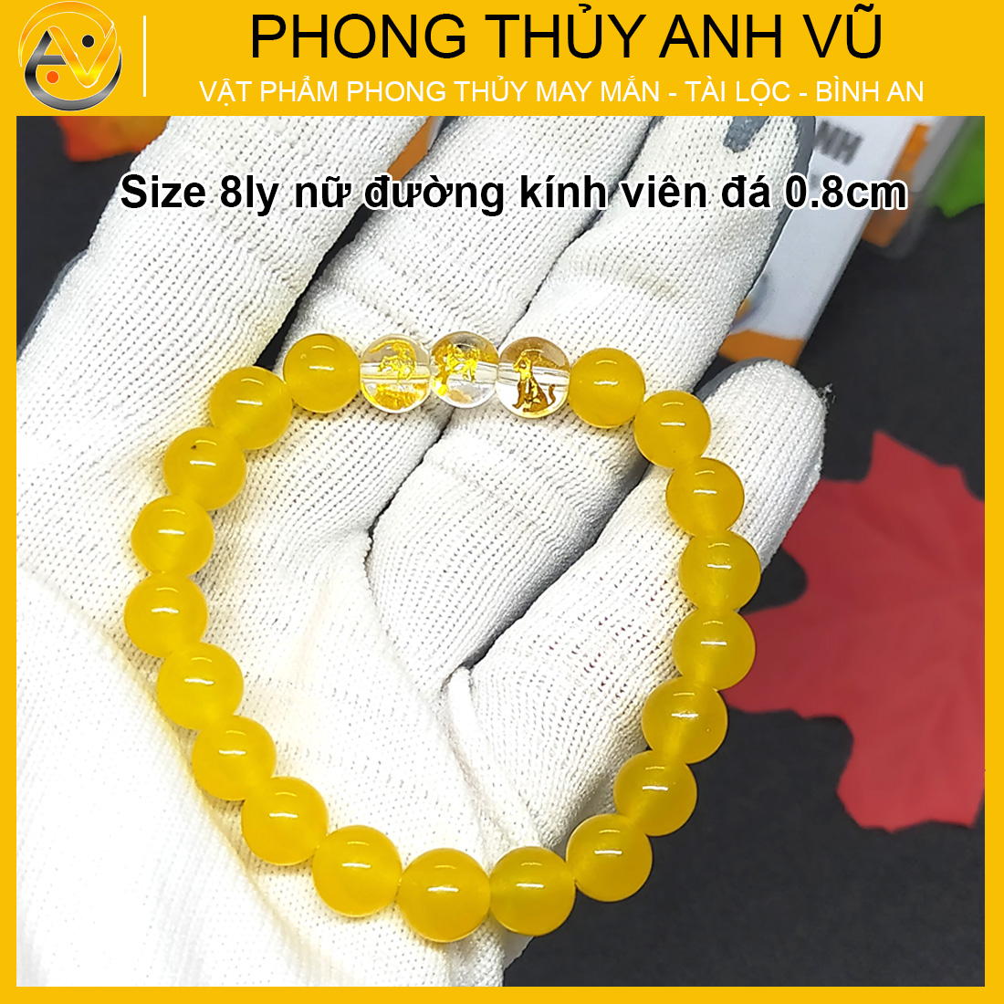 Vòng tay 12 con giáp đã khai quang - Vòng tam hợp dần ngọ tuất chất liệu mã não vàng - size 8 10ly cho nữ - may mắn tài lộc - Vòng Tam Hợp Anh Vũ