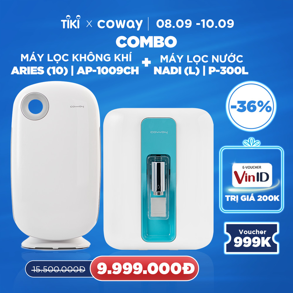 Combo Máy lọc không khí Coway Aires (10) AP-1009CH + Máy lọc nước Coway Nadi (L) P-300L - Hàng chính hãng